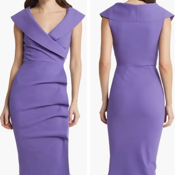 NWT CHIARA BONI LA PETITE ROBE Norc Portrait Collar Mermaid Gown  size 2 - Picture 1 of 9